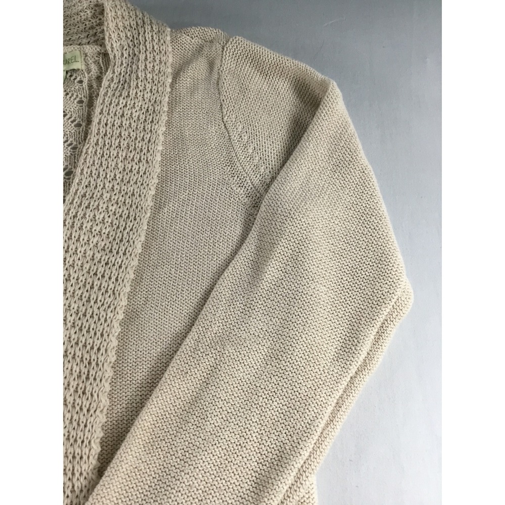 Lucy & Laurel M Cardigan Cream Open Front Pointelle Cable Knit Sweater - Picture 4 of 9